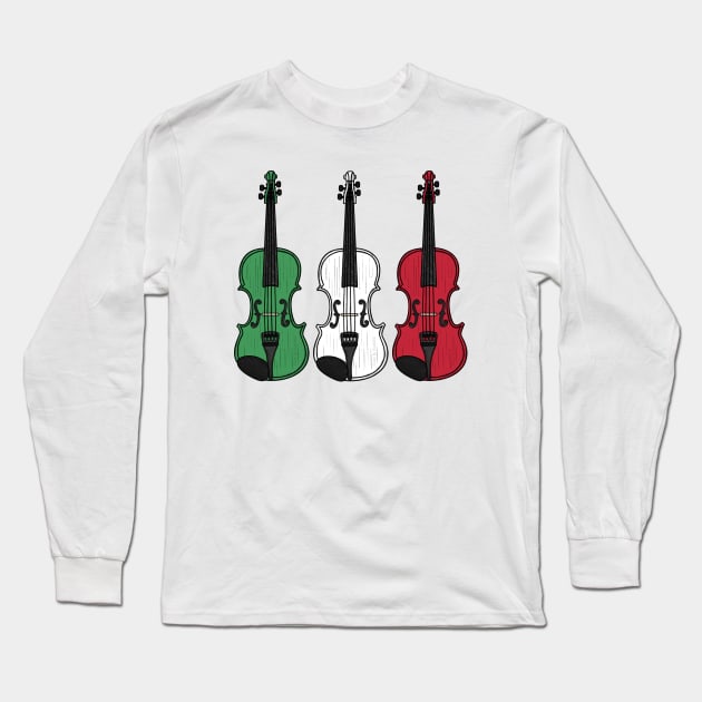 Violin Italian Flag Violinist Musician Italy Long Sleeve T-Shirt by doodlerob